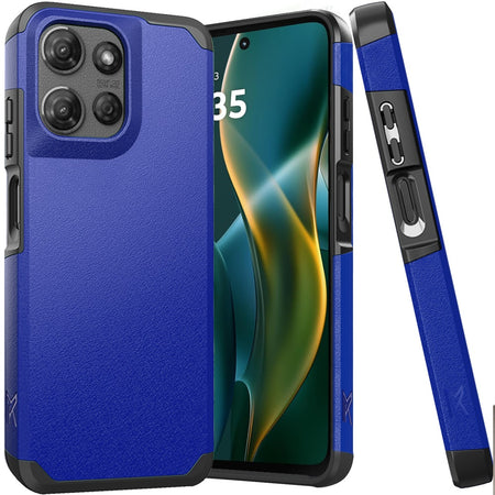 Metkase (Original Series) Tough Strong Shockproof Hybrid Case In Slide-Out Package For Moto G Stylus 5G 2025 - Classic Blue