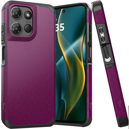 Metkase (Original Series) Tough Strong Shockproof Hybrid Case In Slide-Out Package For Moto G Stylus 5G 2025 - Dark Purple