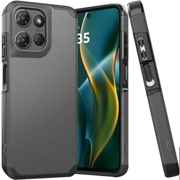 Metkase (Original Series) Tough Strong Shockproof Hybrid Case In Slide-Out Package For Moto G Stylus 5G 2025 - Charcoal Grey