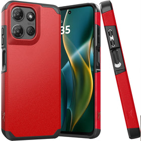 Metkase (Original Series) Tough Strong Shockproof Hybrid Case In Slide-Out Package For Moto G Stylus 5G 2025/2026 - Red