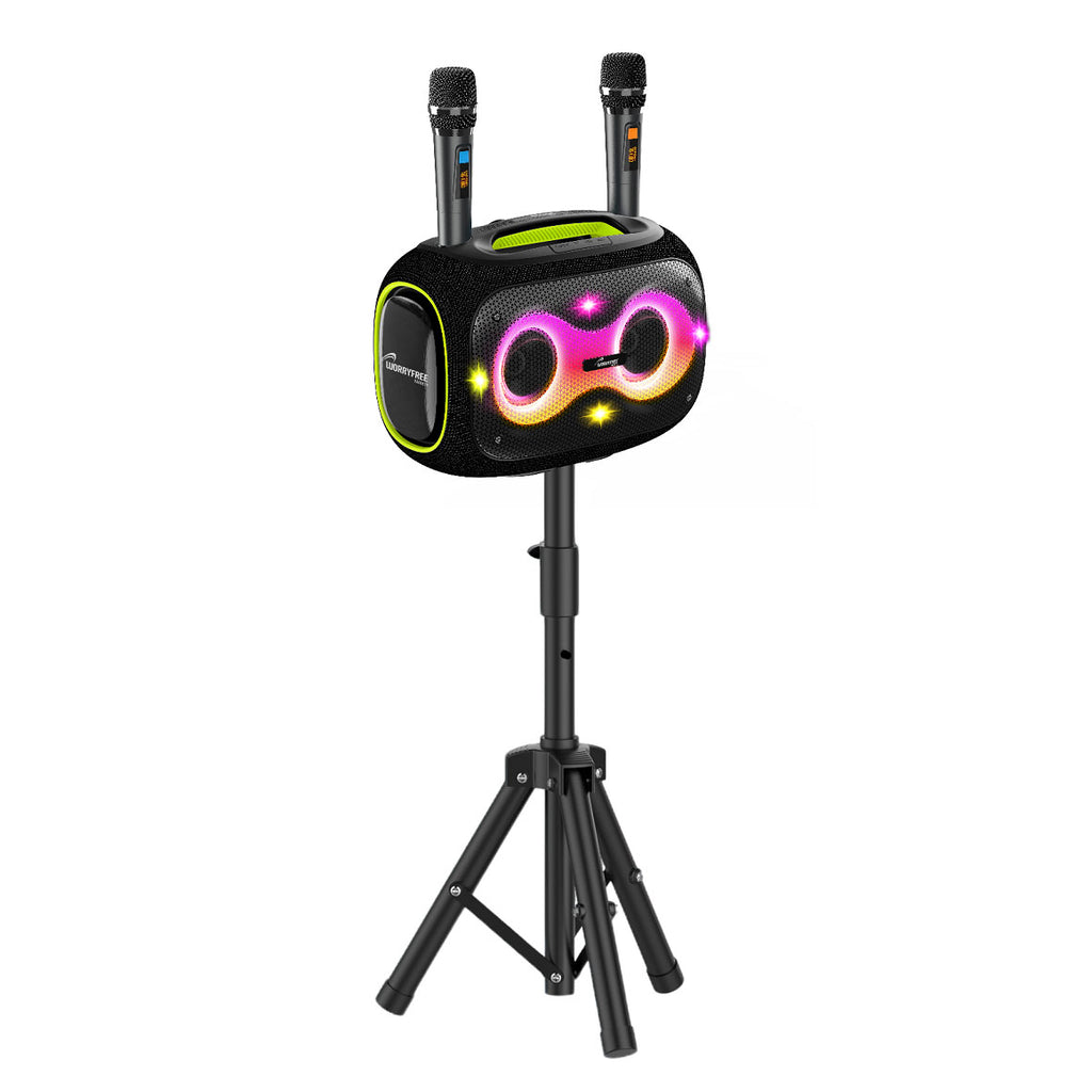 Worryfree WPB2 Party Box Wireless Bluetooth Speaker With Two Microphones & Tripod - Black