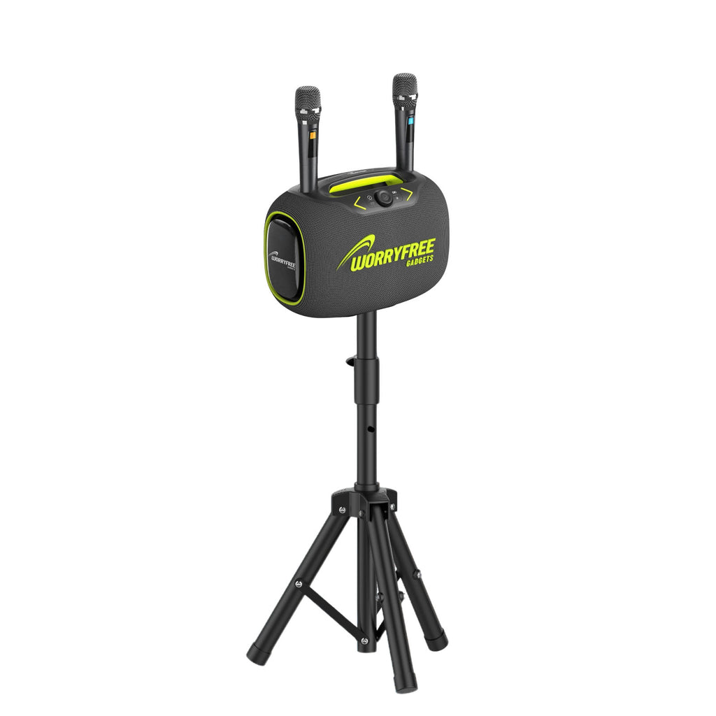 Worryfree WPB2 Party Box Wireless Bluetooth Speaker With Two Microphones  & Tripod - Gray