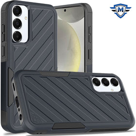 Metkase Noble Lined Shockproof Dual Layer Hybrid Case In Slide-Out Package For Samsung S25/S24 - Blue/Black