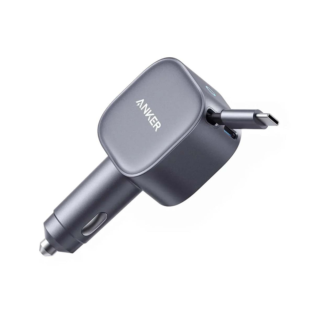 Anker Nano 75W USB-C Car Charger W/ Built-In Retractable USB-C Cable - Gray