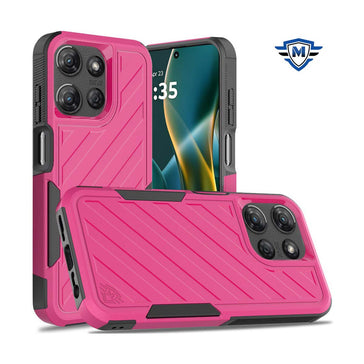 Metkase Noble Lined Shockproof Dual Layer Hybrid Case For Moto G Stylus 5G 2025 - Hot Pink/Black