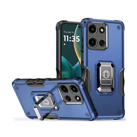 Premium Optimum Magnetic Ring Stand Hybrid Case Cover For Moto G Stylus 5G 2025 - Blue