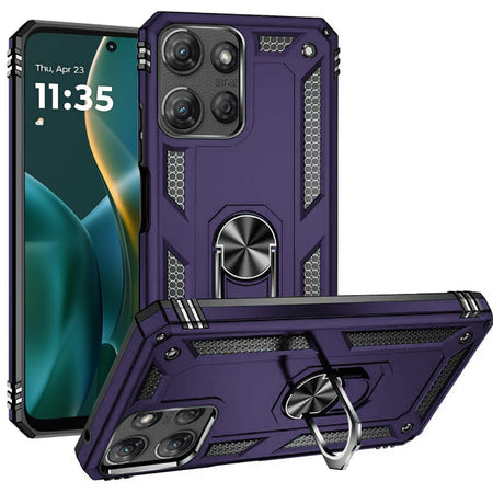 Premium Ring Magnetic Kickstand Hybrid Case Cover For Moto G Stylus 5G 2025 - Dark Purple