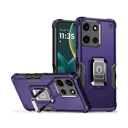 Premium Optimum Magnetic Ring Stand Hybrid Case Cover For Moto G Stylus 5G 2025 - Dark Purple