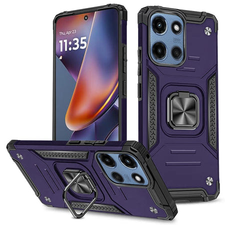 Premium Robust Magnetic Kickstand Hybrid Case For Motorola Moto G 5G 2025 - Dark Purple