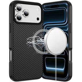 HR Premium Carbonfiber Design Magnetic Ring Hq Thick 2.0Mm Hybrid Case For Iphone 18 Pro Max - Black