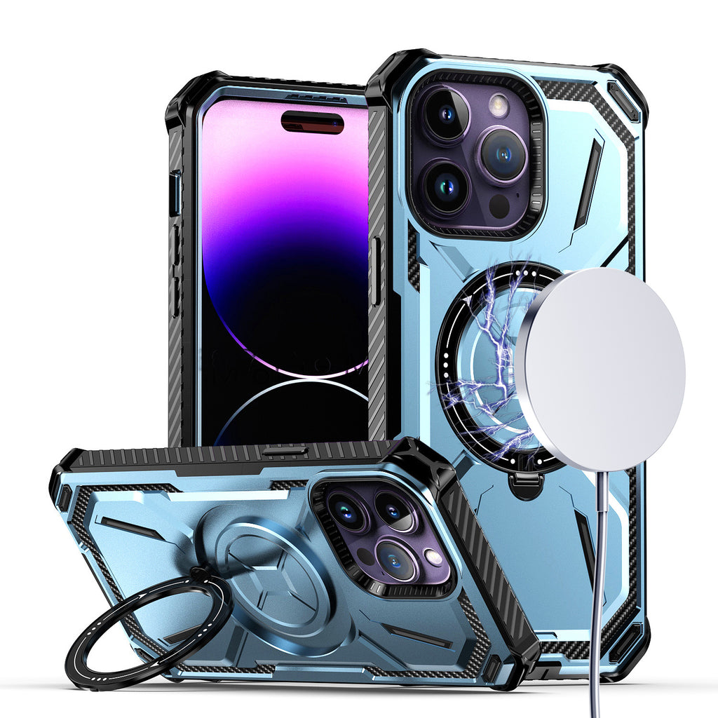 Premium Premium Circle Kick Kickstand Case For iPhone 13 / 14 - Light Blue