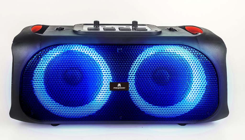 Max Power Rocker 6 W/ Two 6.5" Woofers, Wired Mic, & Different LED Light Modes - Black