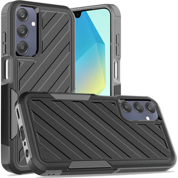 Premium Noble Lined Shockproof Dual Layer Hybrid Case For Samsung A16 5G - Black/Black
