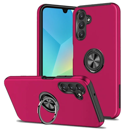 Premium Chief Oil Painted Magnetic Ring Stand Hybrid Case For Samsung A16 5G - Hot Pink