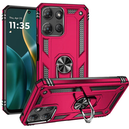 Premium Ring Magnetic Kickstand Hybrid Case Cover For Moto G Stylus 5G 2025 - Hot Pink