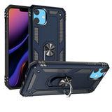 Premium Ring Magnetic Kickstand Hybrid Case For iPhone 15 - Blue