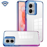 Metkase Dotted Edged Line Tow-Tone Transparent High Quality Hybrid Case In Slide-Out Package For Motorola Moto G Stylus 5G 2024 - Light Blue/Hot Pink