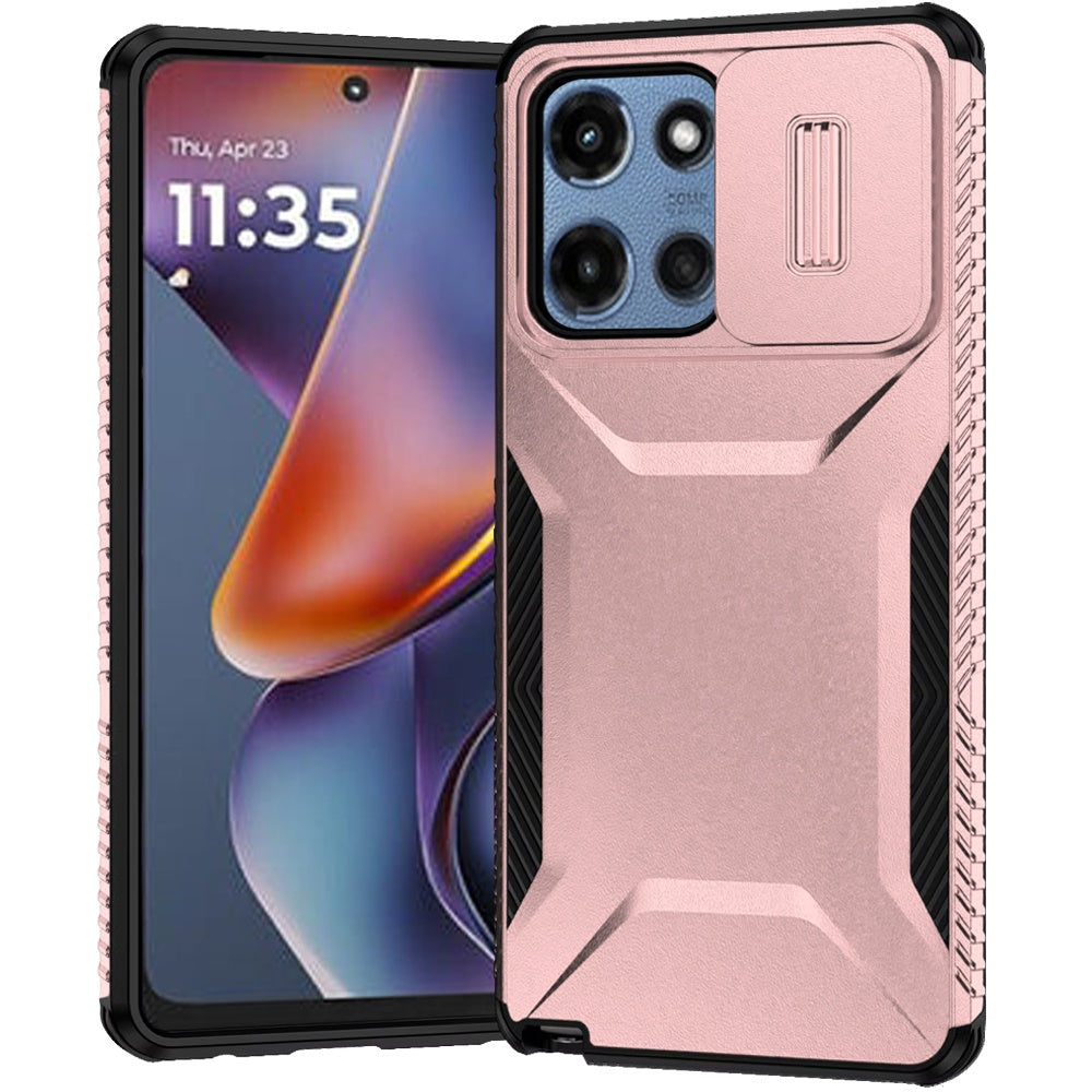 Premium Ultimate U Design Hybrid Case With Camera Window Covering For Motorola Moto G 5G 2025 - Rose Gold