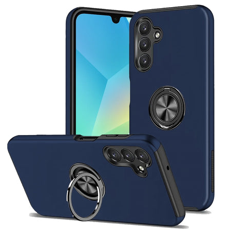 Premium Chief Oil Painted Magnetic Ring Stand Hybrid Case For Samsung A16 5G - Dark Blue