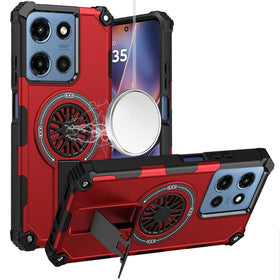 HR Premium Cd Texture Design Magnetic Car Mount Friendly Hq Hybrid Case For Moto G 5G 2025/2026 / G Play 2026 - Red