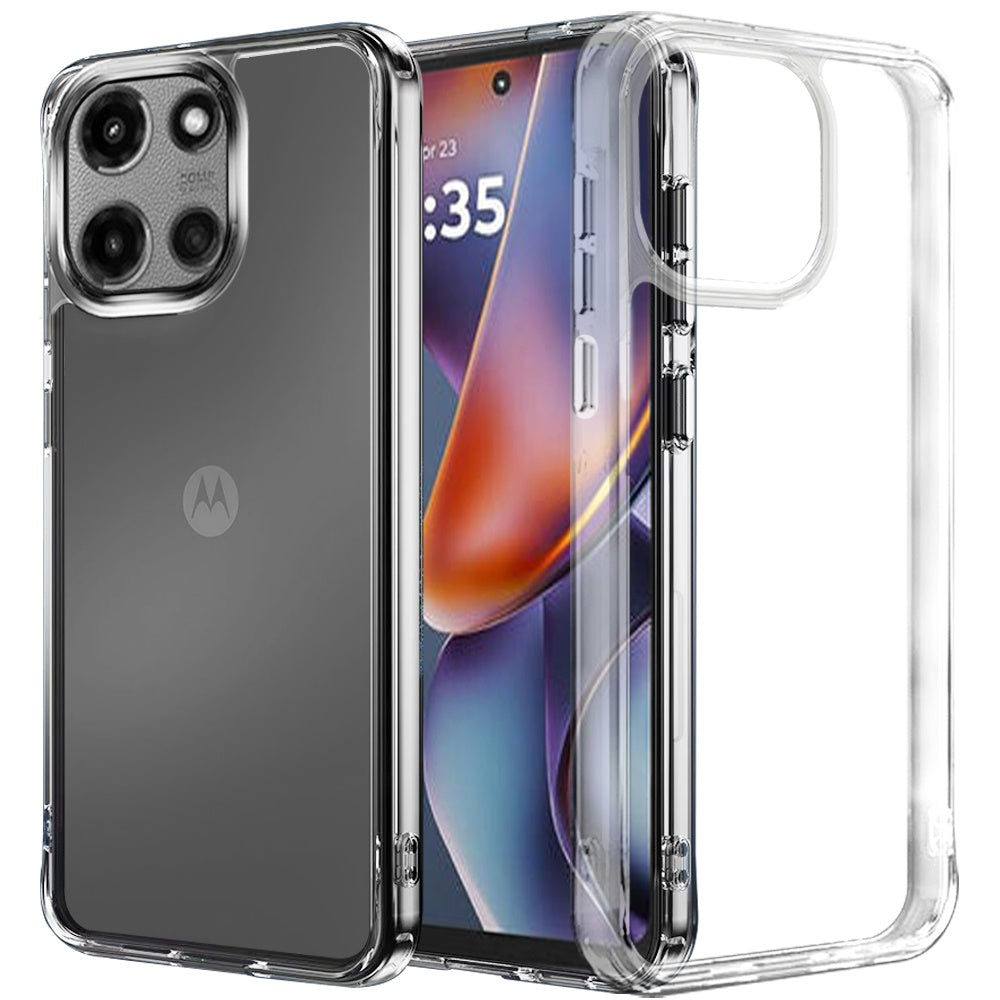 Premium Pure Crystal Transparent Thick 2.0mm Shockproof Chromed Buttons Case For Motorola Moto G 5G 2025 - Clear