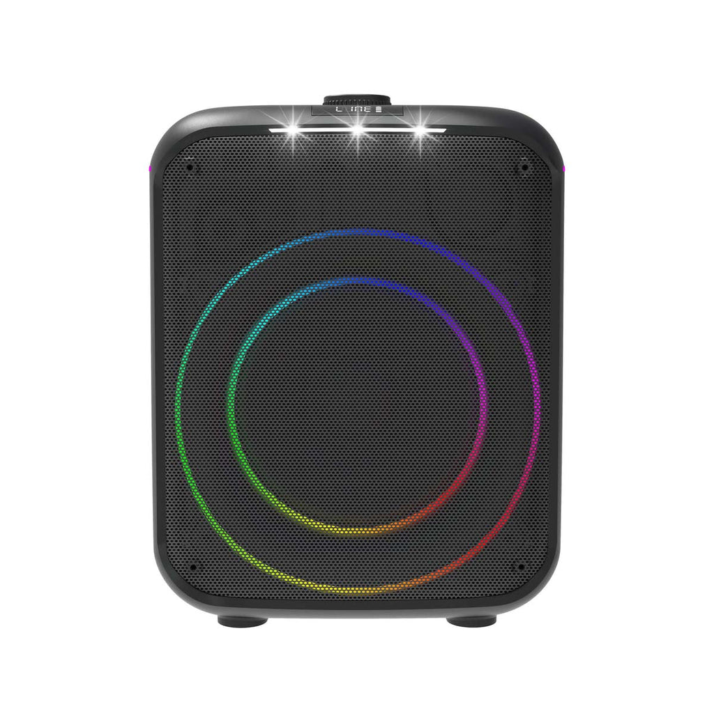 Max Power MPD811XB 8" Portable Heavy-Duty Bluetooth Speaker W/ Handle On Top, Wireless Mic, & Different LED Light Modes - Black