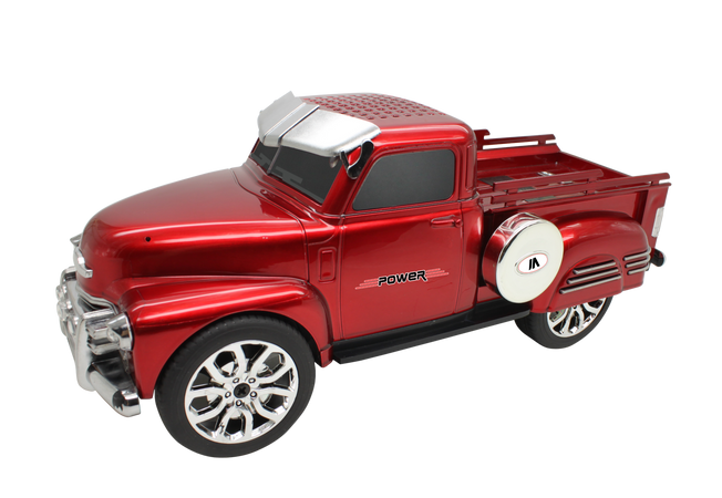 Max Power Pick Up Truck Style Portable Bluetooth Speaker With Front Flashing Lights - Red