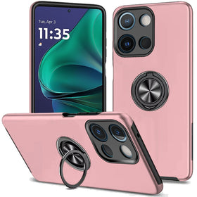 HR Premium Chief Oil Painted Magnetic Ring Stand Hybrid Case Cover For Moto G Stylus 5G 2025/2026 - Pink