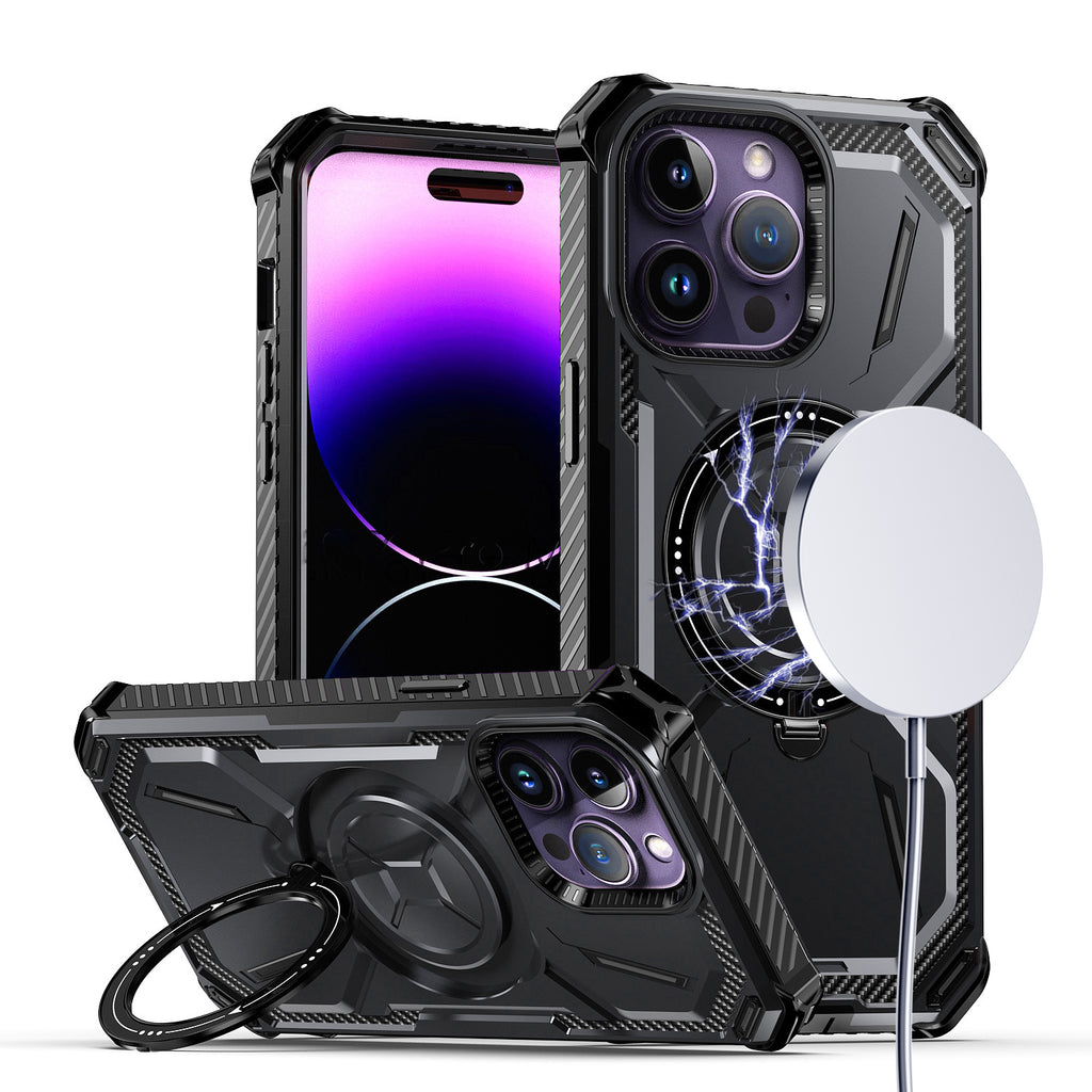 Premium Premium Circle Kick Kickstand Case For iPhone 13 / 14 - Black