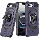 Premium Robotic Hybrid W/ Magnetic Ring Stand Case For iPhone 16e  / SE4 (2025) - Dark Purple