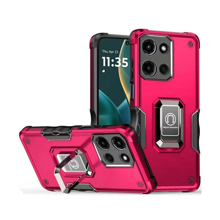 Premium Optimum Magnetic Ring Stand Hybrid Case Cover For Moto G Stylus 5G 2025 - Hot Pink