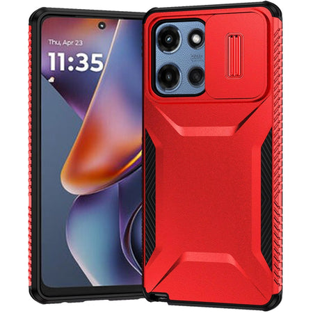 Premium Ultimate U Design Hybrid Case With Camera Cover For Motorola Moto G 5G 2025 - Red