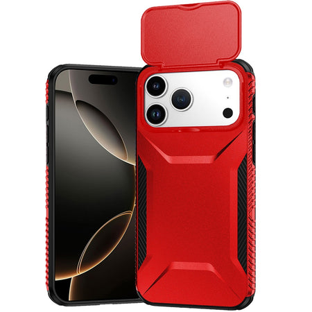 Premium Ultimate U Design Hybrid Case With Camera Window Covering For iPhone 17 Pro Max - Red