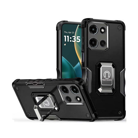 Premium Optimum Magnetic Ring Stand Hybrid Case Cover For Moto G Stylus 5G 2025 - Black