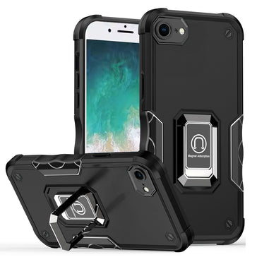 Premium Optimum Magnetic Ring Stand Hybrid Case Cover For iPhone 16E / SE4 - Black