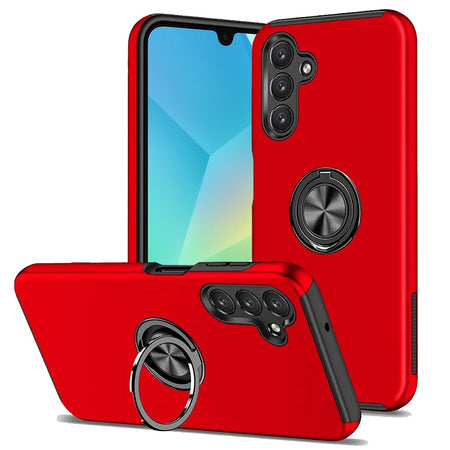 Premium Chief Oil Painted Magnetic Ring Stand Hybrid Case For Samsung A16 5G - Red
