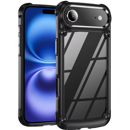Premium Ultimate Casex Transparent Hybrid Case With Metal Buttons And Camera Edges For iPhone 17 Air - Black