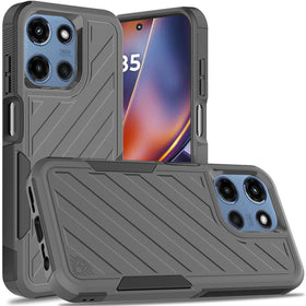 HR Premium Noble Lined Shockproof Dual Layer Hybrid Case For Motorola Moto G 5G 2025/2026 - Grey/Black