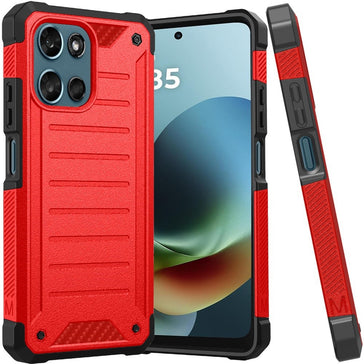Premium Tough Lined Premium Design Case For Moto G 5G 2025/2026 & Moto G Play 2026- Red