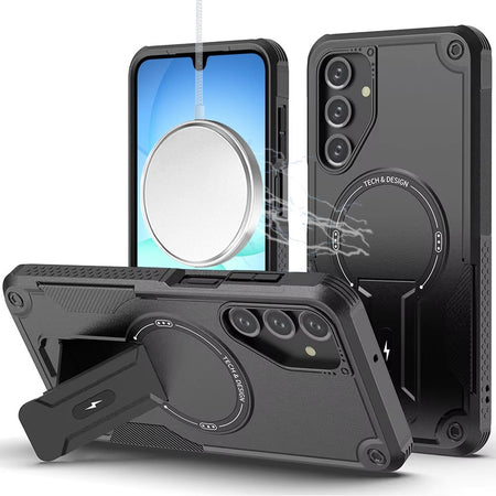 Premium Sturdy Bracket Kickstand Magnetic Hybrid Case For Samsung A17 5G - Black