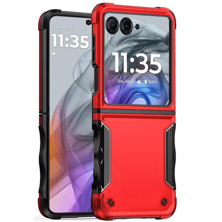Metkase Exquisite Tough Shockproof Hybrid Case In Slide-Out Package For Motorola Razr 2025 / Razr 2024 - Red