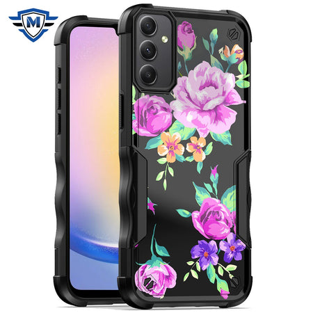 Metkase PremiumExquisite Design Hybrid Case In Slide-Out Package For Samsung A25 5G - Tropical Romantic Colorful Roses Floral