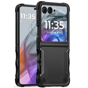 Metkase Exquisite Tough Shockproof Hybrid Case In Slide-Out Package For Motorola Razr 2024/2025/2026 - Black