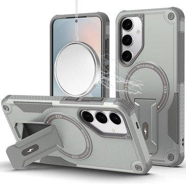 Premium Sturdy Bracket Kickstand Magnetic Hybrid Case For Samsung S25 FE - Grey