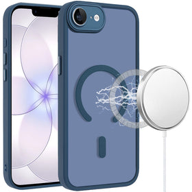 HR Premium Matte Frosted Magnetic Hybrid Case With Covered Camera Protection For Iphone 17E / 16E / Se4 - Dark Blue