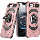 Premium Robotic Hybrid W/ Magnetic Ring Stand Case For iPhone 16e  / SE4 (2025) - Rose Gold