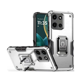 HR Premium Optimum Magnetic Ring Stand Hybrid Case Cover For Moto G Stylus 5G 2025/2026 - Silver