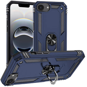 Premium Ring Magnetic Kickstand Hybrid Case For iPhone 16E / SE 4 / 17E - Blue