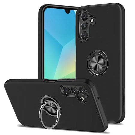 Premium Chief Oil Painted Magnetic Ring Stand Hybrid Case For Samsung A16 5G - Black