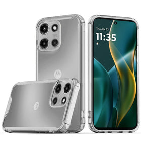HR Premium Colored Shockproof Transparent Hard Pc Tpu Hybrid Case Cover For Moto G Stylus 5G 2025/2026 - Clear/Clear